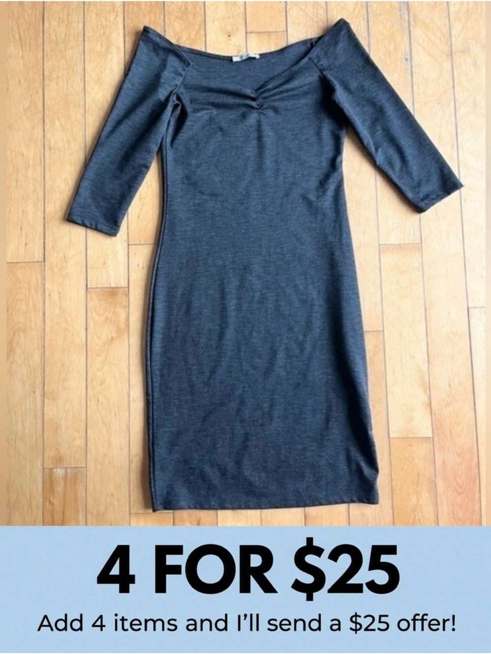 Zara TRF Gray Grey Midi Dress Pullover Stretch Bodycon Size Medium